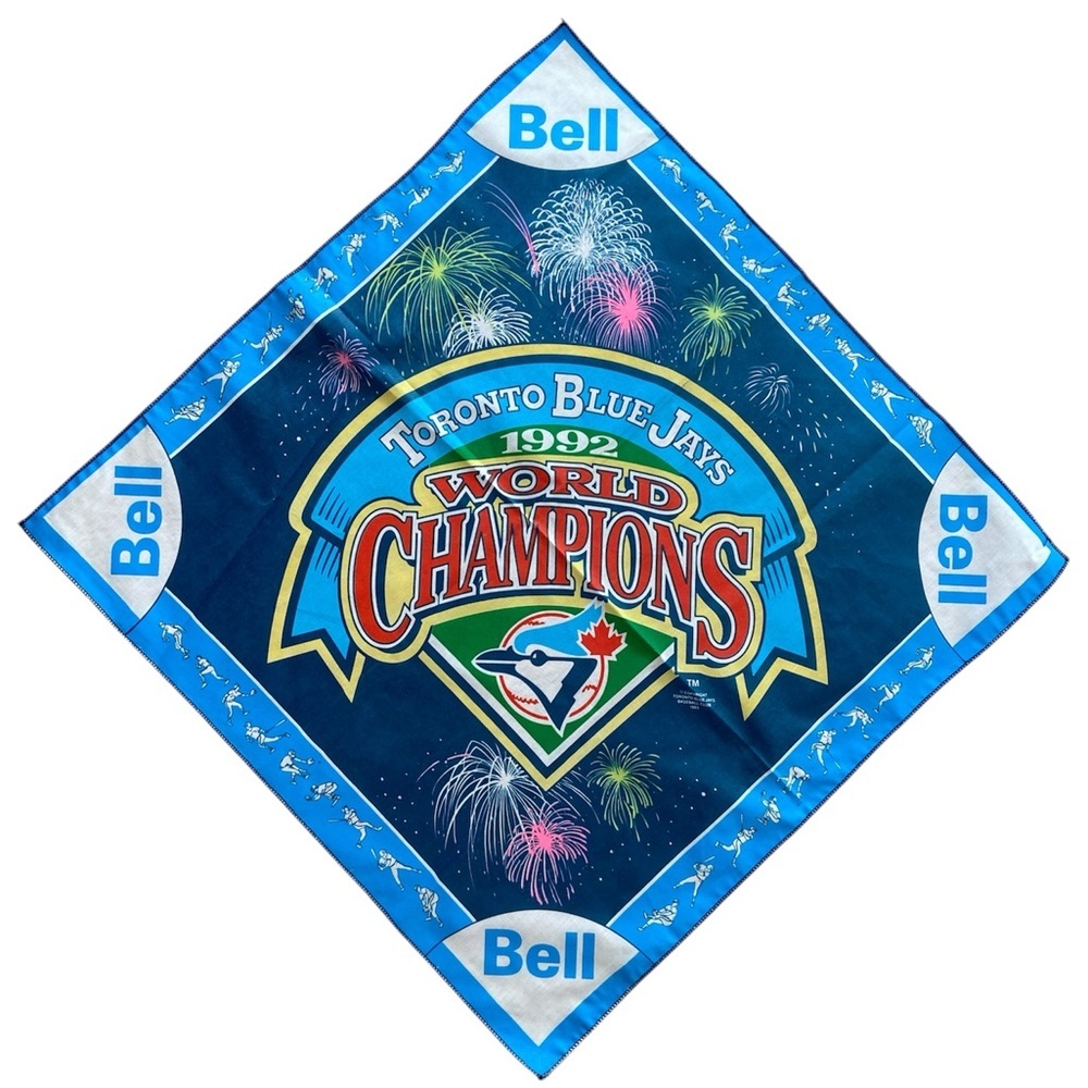 1992 Toronto Blue Jays World Series Champions bandana, sponsored by Bell 18x18”